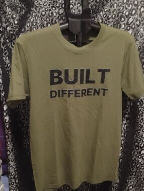 Pinc Premium "BUILT DIFFERENT" Olive Green Short Sleeve Tee